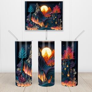 Black and Orange Artistic Drinkware Set